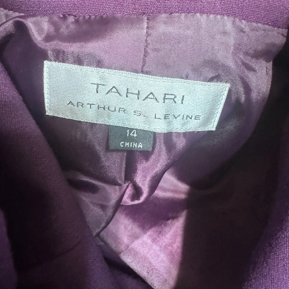 Tahari ASL Purple Blazer Jacket Womens 14 Career office Classic old money